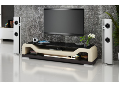 RTV TV Sideboard Leder Glas Tisch Fernseh Dekor Schrank Tisch Designer