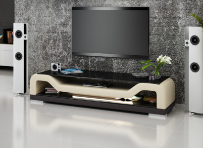 RTV TV Sideboard Leder Glas Tisch Fernseh Dekor Schrank Tisch Designer