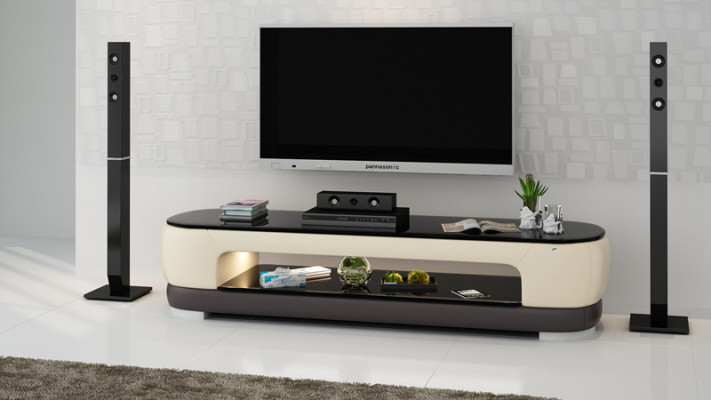 RTV TV Sideboard Dekor Leder Glas Tisch Fernseh Schrank Tisch Designer