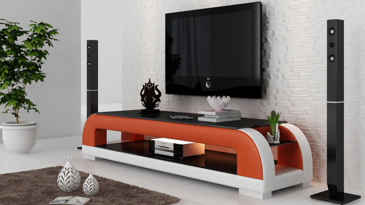 RTV TV Sideboard Dekor Leder Glas Tisch Tisch Fernseh Schrank Designer