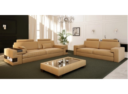 Ledersofa Sofagarnitur 3+2+1 Couch Sitz Polster Sofa Garnitur Set Nassau B