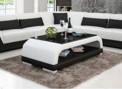 Designer Couchtisch Polster Tisch Leder Glas Moderner Tische 6108