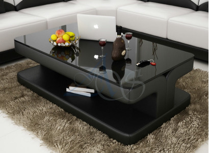 Designer Couchtisch Polster Tisch Leder Glas Moderner Tische Glas