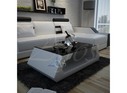 Designer Couchtisch Polster Tisch Leder Glas Moderner Tisch (Hamburg)