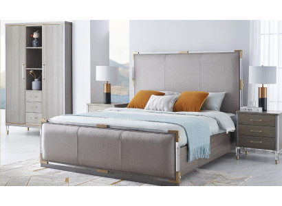 Bett Nachttisch Kommode 4 tlg. Schlafzimmer Deko Set Design Modern Luxus