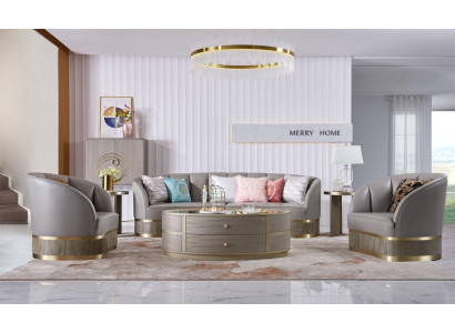 Design Einrichtung Möbel Sofagarnitur 3+1 Sitzer Couch Polster Set Ledersofa