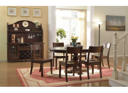 Esszimmer Set 9 tlg.Rund Esstisch 6x Stühle Anrichte Ess Gruppe Holz Tisch Neu