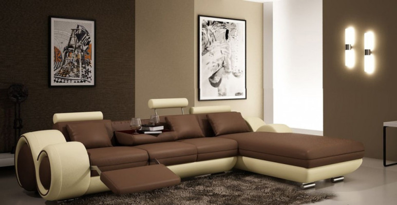Patentiertes Design Ecksofa Sofa Couch Polster Leder Ecke BERLIN2 Wohnlandschaft