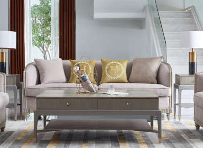 Designer Couch Sitz Polster 3+1+1 Sitzer BeigeTextil Garnitur Sofa Samt Neu