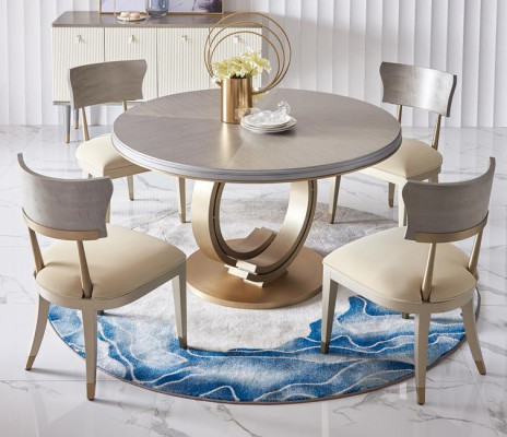 Komplette Esszimmer Garnitur Runder Tisch + 4x Lehnstuhl Stühle