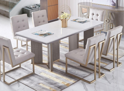 Esszimmer Design Möbel Stuhlgruppe Tisch 6 Lehn Stühle Set Garnitur Neu