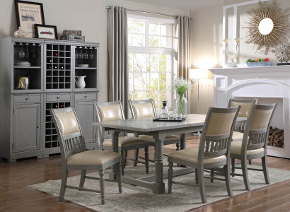 Esstisch Garnitur Tisch 6x Stühle Stuhl Esszimmer Gruppe Tisch Holz Leder