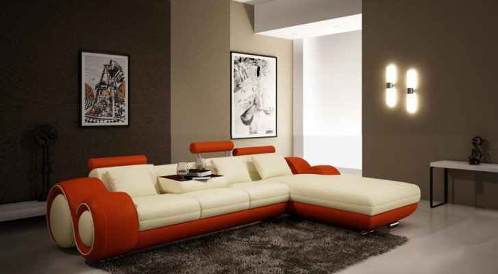 Patentiertes Design Ecksofa Sofa Couch Polster Leder Ecke BERLINr Wohnlandschaft