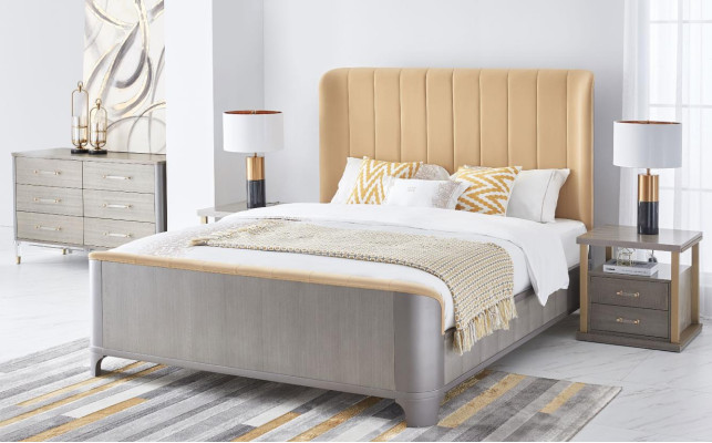 Bett Nachttisch 4 tlg. Schlafzimmer Set Design Modern Luxus Betten Gruppe Leder