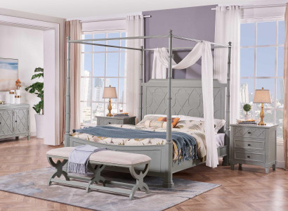 Schlafzimmer Komplett Set Landhaus Stil Modrern Bett Nachttisch 5 tlg. Neu