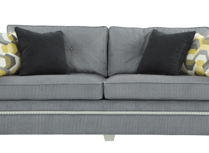 Sofagarnitur 3+1 Grau Wohnzimmer Textil Polstermöbel Modernes Sofa