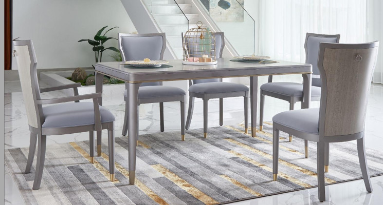 Komplett Set Esstisch + 6 Stühle Esszimmer Deko Garnitur Ess Gruppe Tisch