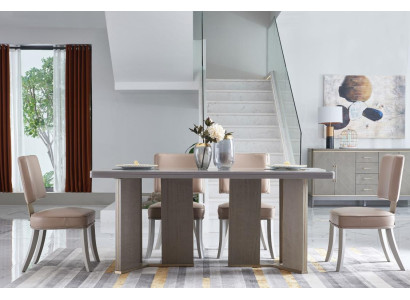 Stuhl 6x Stühle Gruppe Set Wohn - Esszimmer Garnitur Holz Lehn Leder Textil Neu