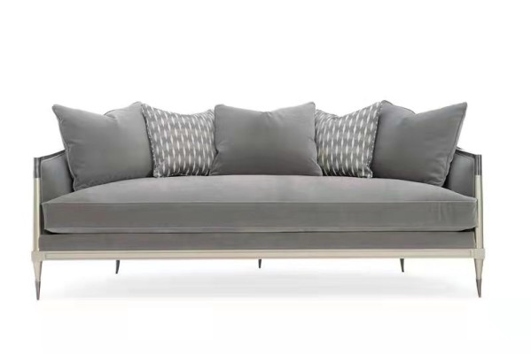 Wohnzimmer Stoff Couch Sofa 3 Sitzer Designer Couchen Couch Grau Textil Polster