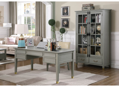 Büro Set Einrichtung Landhaus Schreibtisch Stuhl Aktenschrank Regal Tisch 3 tlg.