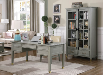 Büro Set Einrichtung Landhaus Schreibtisch Stuhl Aktenschrank Regal Tisch 3 tlg.