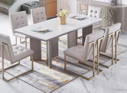 Komplette Garnitur Esszimmer Garnitur 6x Lehnstuhl Stühle Gruppen