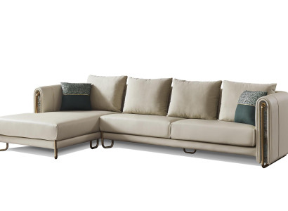 Sofa Couch Polster Garnitur Wohnlandschaft Design Ecksofa Leder L Form