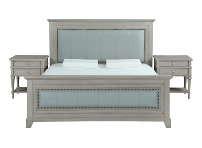 Schlafzimmer Bett Nachttische 3 tlg. Set Design Luxus Betten Holz Doppelbett Neu