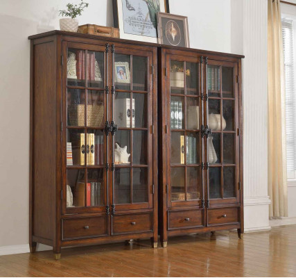 Set 2x Vitrine Kommoden Vitrinen Glas Schrank Glasschrank Vitrinenschrank Holz