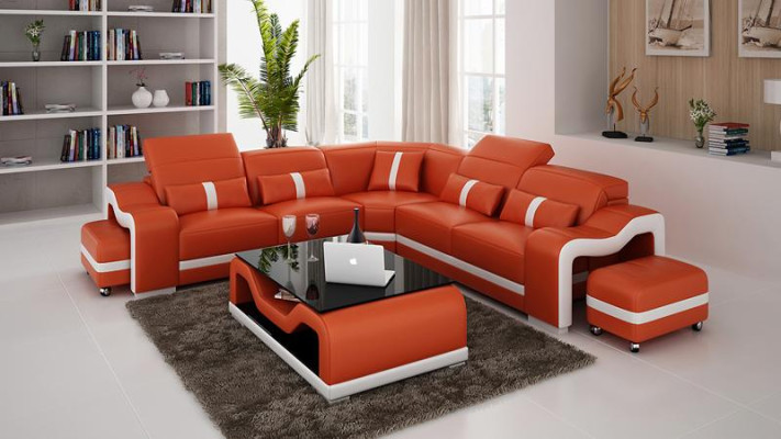 Desing Ecksofa Sofa Couch Leder Eck L Form Wohnlandschaft Polster Eckgarnitur