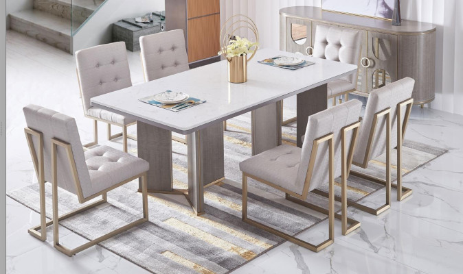 Luxus Möbel Esstisch Tisch Esszimmer Wohnzimmer Marmor Holz Design