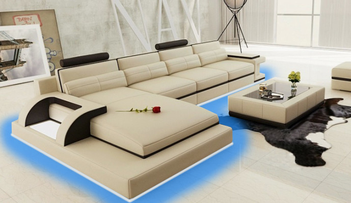 Ecksofa mit USB,Polster Sofa Wohnlandschaft Sitz Eck Garnitur Leder Textil PH115