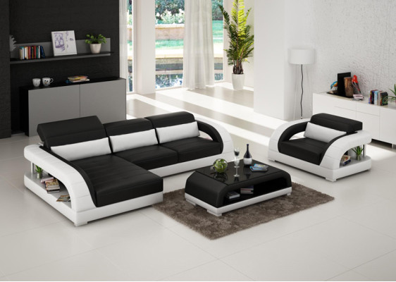 Ledersofa Couch Wohnlandschaft Ecksofa Sessel Set Garnitur Design Sofa USB Neu