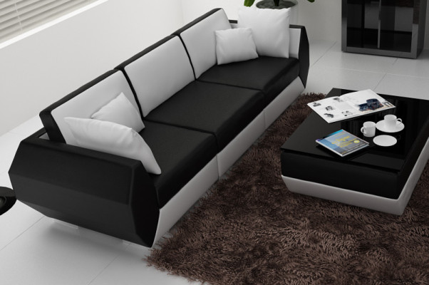 Ledersofa Couch Sofagarnitur 3+3 Sitzer Garnitur Design Modern Sofa Set USB Neu