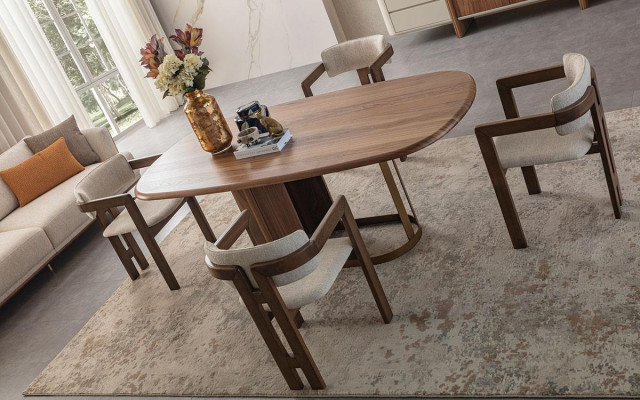 Luxuriöse Esszimmer Set Esstisch + 6x Stühle + Anrichte + Spiegel 9 tlg Modern