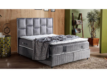 Bett Design Betten Luxus Beige Polster Schlafzimmer Möbel Silber 160x200