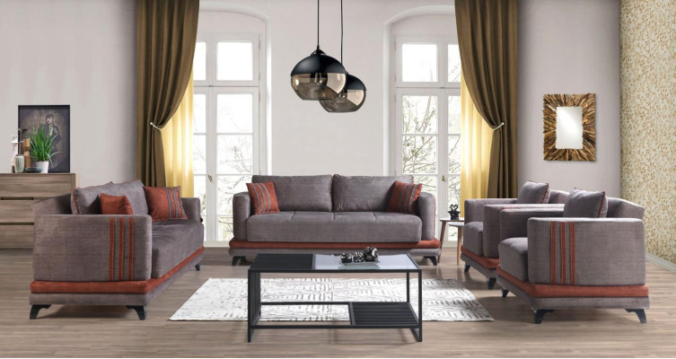 Design Modernes Wohnzimmer Set Sofagarnitur 3+2+1+1 Grau Wohnzimmer Möbelset