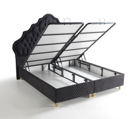 Bett Design Betten Luxus Schwarz Polster Schlafzimmer Möbel Chesterfield