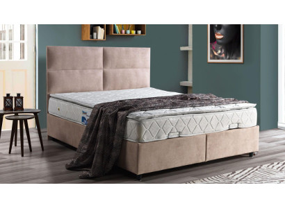Bett Design Betten Luxus Beige Polster Schlafzimmer Möbel Doppelbetten 160x200