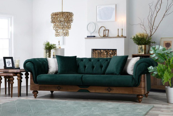 Moderne Zwefarbige Chesterfield Sofagarnitur 3+3+1 Sitzer Luxus Möbel