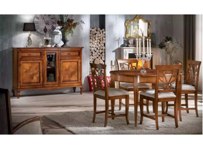Esszimmer Garnitur 4x Stühle Esstisch Gruppe Essgruppe Sideboard 6tlg