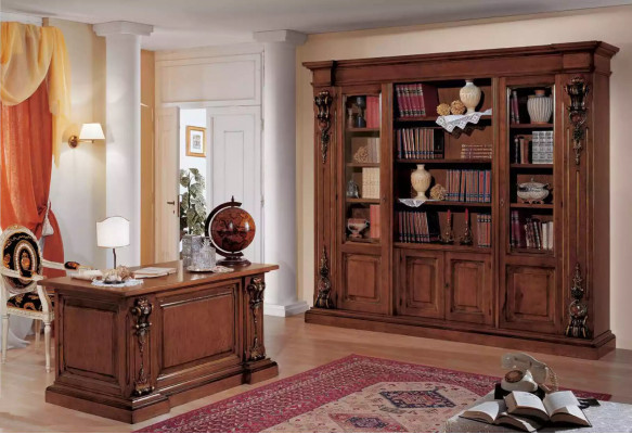 Großes Braunes Bücherregal Luxus Vitrine Holzschrank Massivolz Möbel