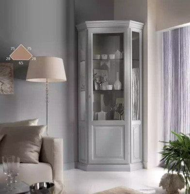 Eck Vitrine Schrank Weiß Vitrinen Wohnzimmer Klassischer Design Regal
