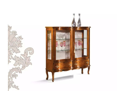 Glas Luxuriös Braun Holz Vitrine Exklusiv Wohnzimmer Möbel Neu