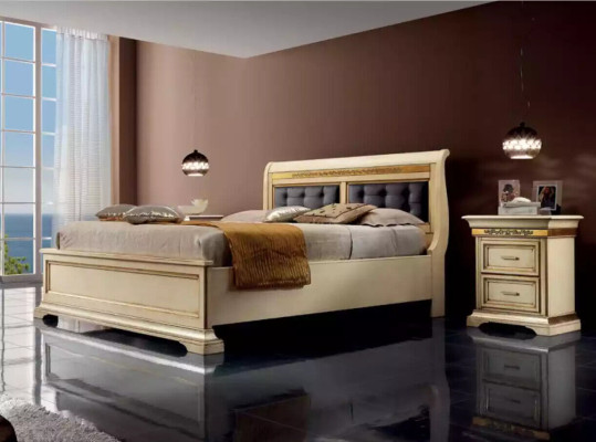 Komplettes Schlafzimmer Design Modern Luxus Bett 2x Nachttische Kommode