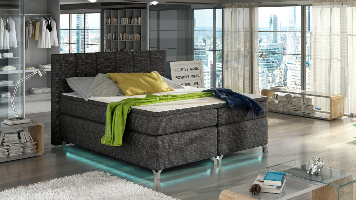 Boxspring Bett 180x200cm Hotel Betten Leder Komplett Bettkasten Topper