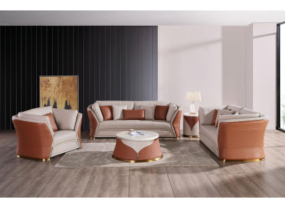 Wohnlandschaft Sofa Polster Sofagarnitur 3+2+1 Sitzer Beistelltisch Couchtisch