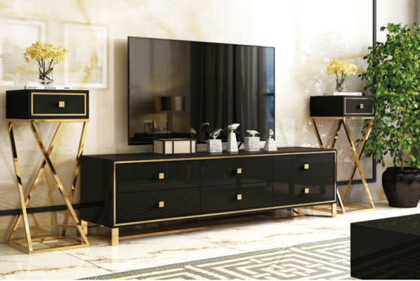Italienische Designer Möbel 2tlg. Set Kommode + Couchtisch Hochglanzl