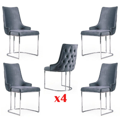 Garnitur 4x Stühle Modern Polster Design Stuhlgruppe Holz Ess Stuhl