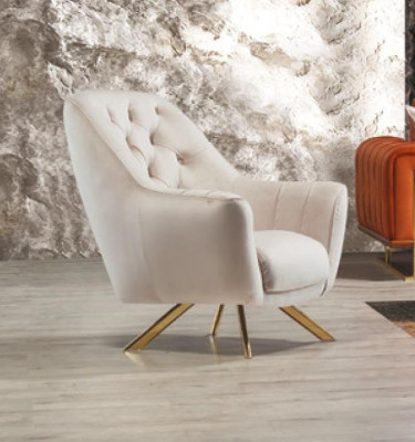 Sessel 1 Sitzer Beige Chesterfield Luxus Design Einsitzer Möbel Stoff